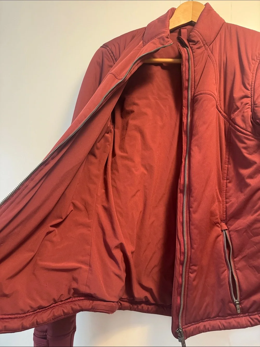 lululemon athletica Wine Red Quilted Bomber Jacket